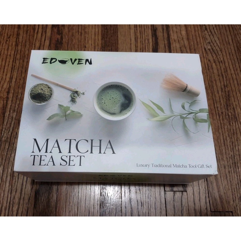 EDOVEN 8-Piece Traditional Japanese Style Matcha Tea Set – Ceramic Bowl, Bamboo